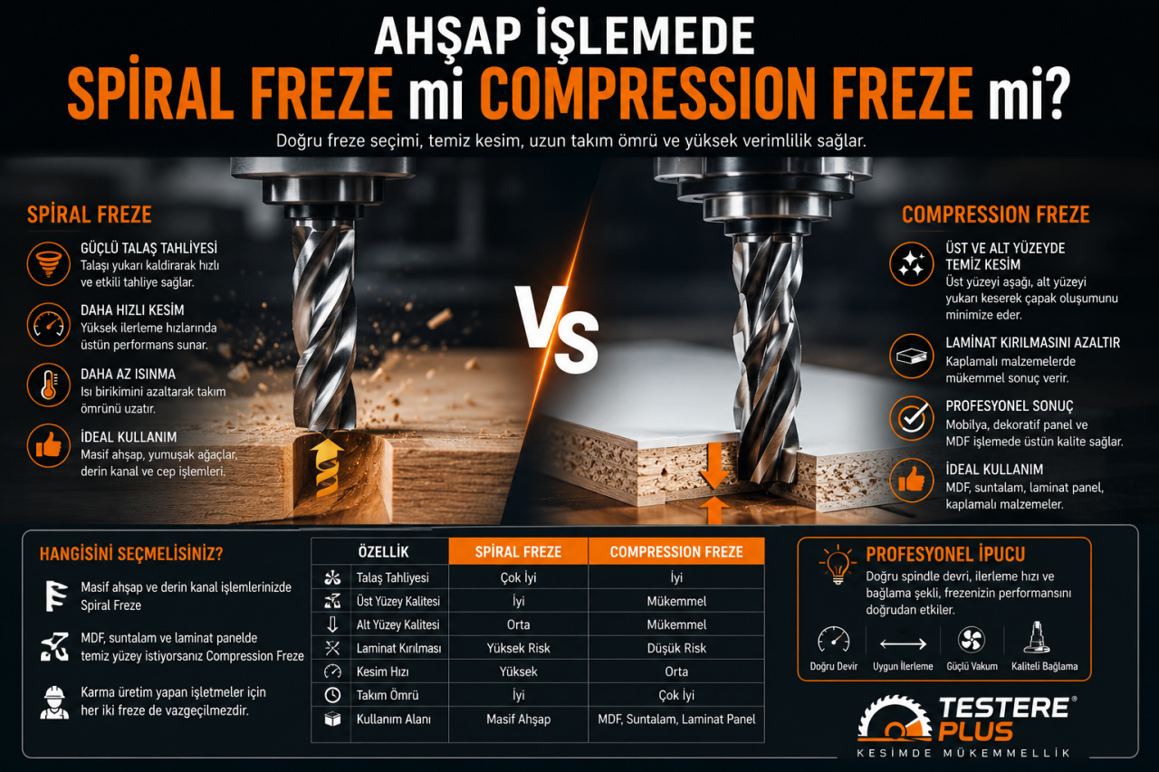 Ahşap İşlemede Spiral Freze mi Compression Freze mi?