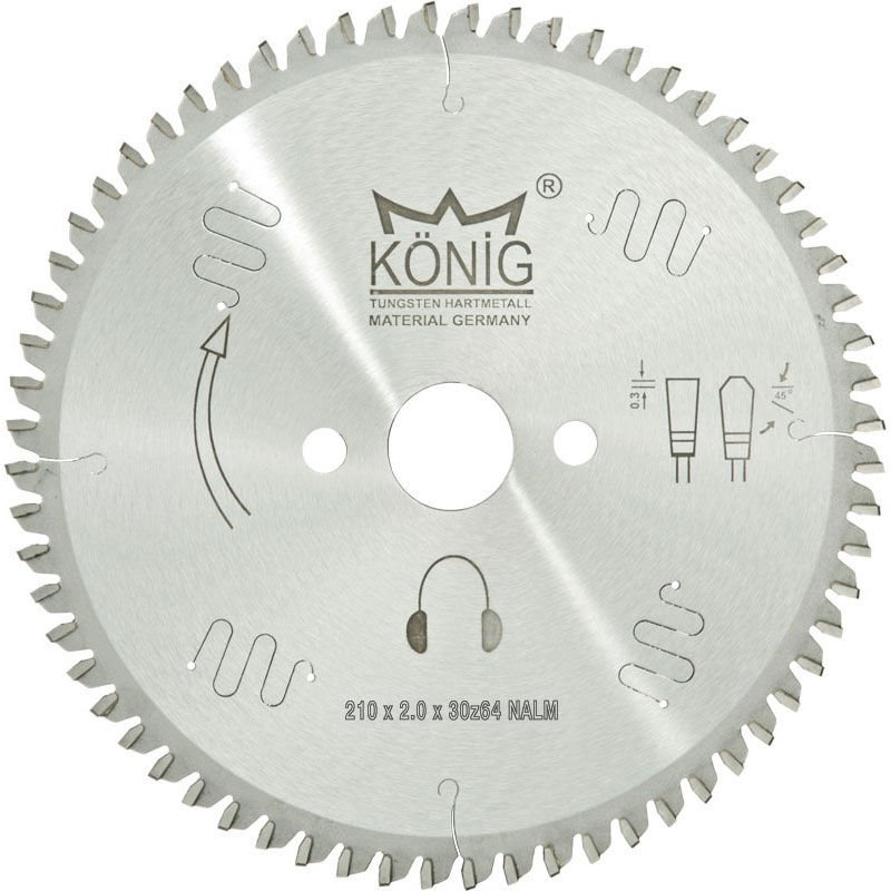 König Aluminyum ve PVC Daire Testere Bıçakları (115mm-235mm) 210x2.0x30 z:64