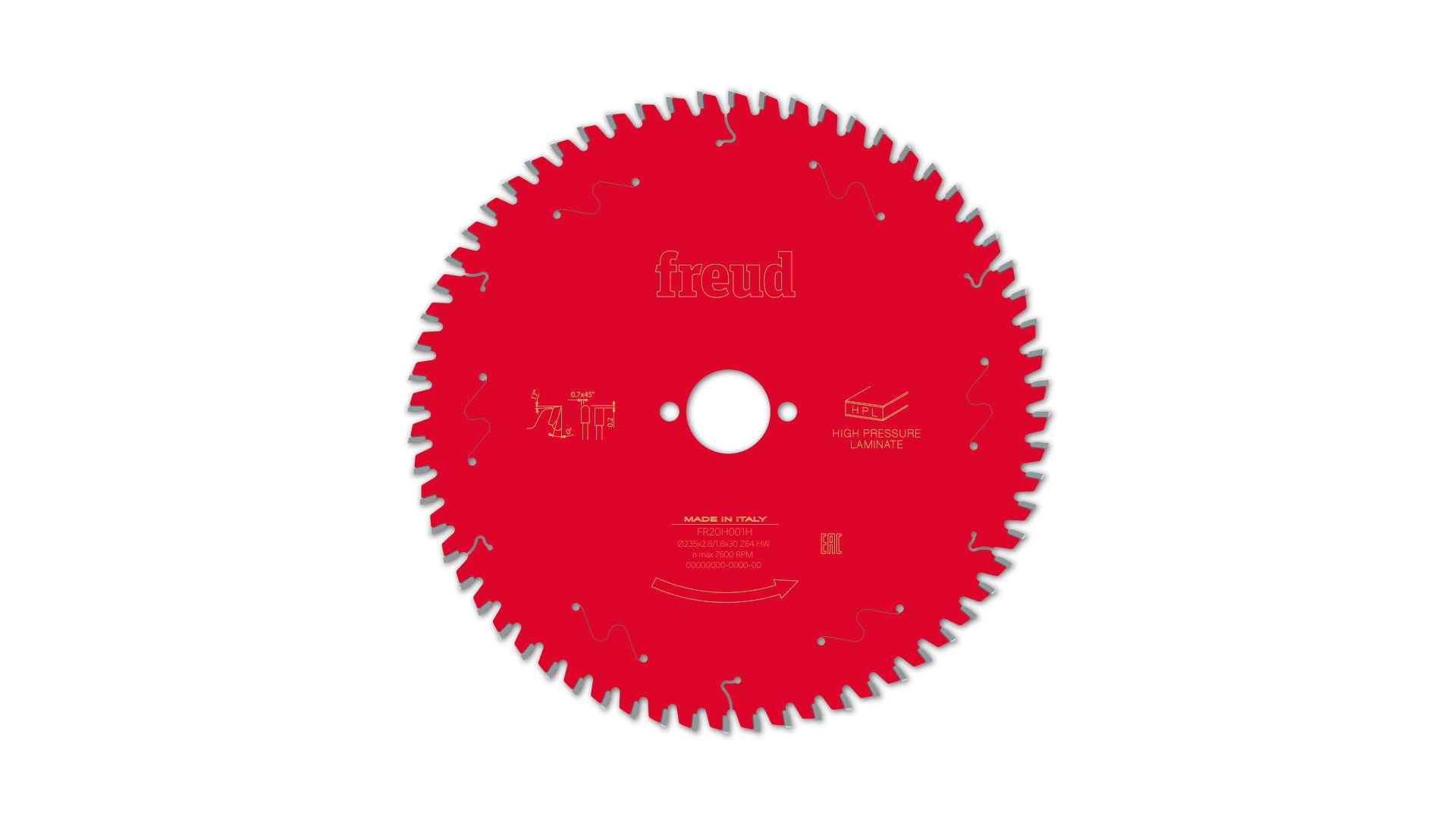 Freud El Tipi Daire Testere Makineleri İçin Kompakt Laminant Kesim Testereleri 235x2,8/1,8X30 z64-FR20H001H