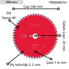 Freud El Tipi Daire Testere Makineleri İçin Kompakt Laminant Kesim Testereleri 160x2,2/1,6x20 z48-FR06H001H