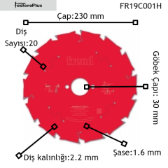 Freud Çivili Ahşap Kesim Testereleri El Tipi Daire Testere Makinaları İçin 230x2,2/1,6x30 z20-FR19C001H