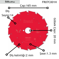 Freud Çivili Ahşap Kesim Testereleri El Tipi Daire Testere Makinaları İçin 165x2/1,3x20 z14-FR07C001H