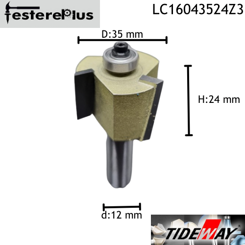 TİDEWAY Rulmanlı Lamba Bıçakları d:12 D:35 H:24 Z:3-L123224