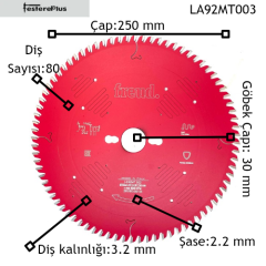 Freud La92 Sunta-Mdf Testeresi 250x3,2/2,2x30 z80-LA92MT003