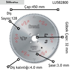 Freud LU5B Alüminyum Testereleri 450x4,0/3,0x32 z128-LU5B2800
