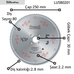Freud LU5B Alüminyum Testereleri 250x2,8/2,2x30 z80-LU5B0201