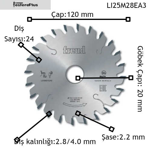 Freud Lı25m Konik Çizici Testereler 120x2,8-4,0/2,2x20 z24-LI25M28EA3