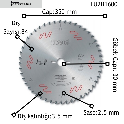 Freud LU2 Ağaç Testereleri 350x3,5/2,5x30 z84-LU2B1600