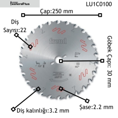 Freud LU1 Atlamalı Ağaç Testereleri 250x3,2/2,2x30 z22-LU1C0100