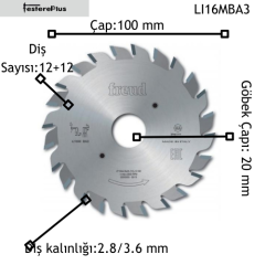 FREUD LI16 Çiftli Çiziciler 100x2,8-3,6/20 z12+12-LI16MBA3