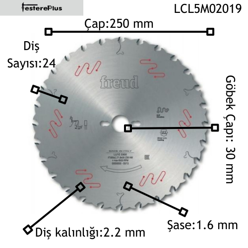 FREUD LU1E İnce Ağaç Testereleri 250x2,2/1,6x30 z24-LCL5M02019
