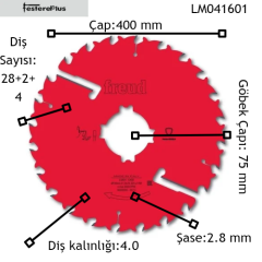 FREUD LM04 Çoklu Dilme Testereleri 400x4,0/2,8x75 z28+2+4-LM041601