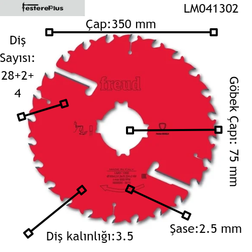 FREUD LM04 Çoklu Dilme Testereleri 350x3,5/2,5x75 z28+2+4-LM041302
