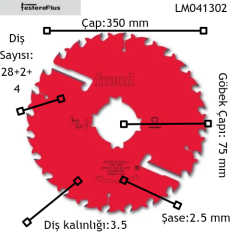 FREUD LM04 Çoklu Dilme Testereleri 350x3,5/2,5x75 z28+2+4-LM041302