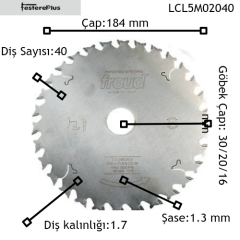 FREUD LCL5M Taşınabilir Makineler için Sunta Kesme Testereleri İnce 184x1,7/1,3x30-20-16 z40-LCL5M02040