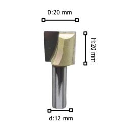 TIDEWAY Kanal Dalma Tarama Bıçakları d:12 D:20 H:20 Z:2-DR122020