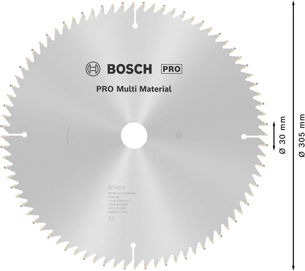 BOSCH Pro Mutli Material Daire Testere Bıçakları 305x3,2/2,5x30 z80