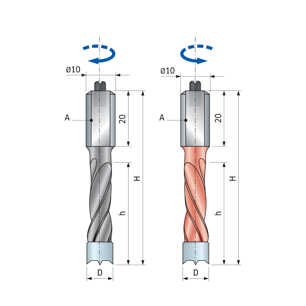 Freud Çift Talaş Dübel Yarım Delik Matkap Uçları 57,5 MM