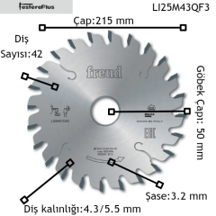 FREUD LI25M Panel Ebatlama Çizicileri 215x4,3-5,5/3,2x50 z42-LI25M43QF3