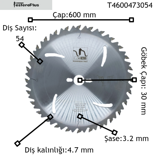 NETMAK Atlamalı Diş Ahşap Kesim Testereleri 600x3,2/4,7x30 z54-T4600473054