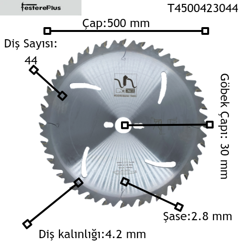 NETMAK Atlamalı Diş Ahşap Kesim Testereleri 500x2,8/4,2x30 z44-T4500423044
