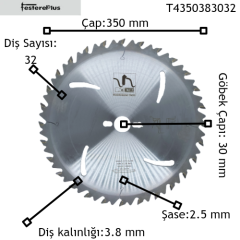NETMAK Atlamalı Diş Ahşap Kesim Testereleri 350x2,5/3,8x30 z32-T4350383032