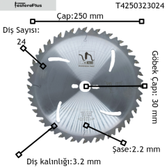 NETMAK Atlamalı Diş Ahşap Kesim Testereleri 250x2,2/3,2x30 z24-T4250323024