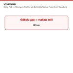 König PVC ve Alüminyum Profiller İçin Çelik Uçlu Testere-Freze (Krom Vanadium) uyumluluk bilgisi