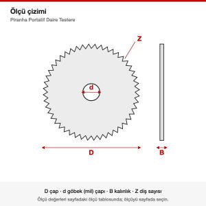 Piranha Portatif Daire Testere ölçü çizimi