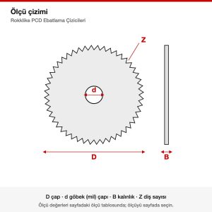 Rokklike PCD Ebatlama Çizicileri ölçü çizimi